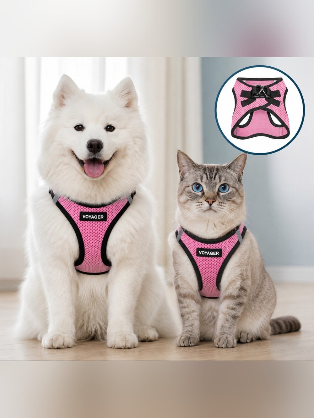 🍎 Nwt Voyager Pink Soft Air Mesh Step-In Pet Harness Cat Dog Size Large